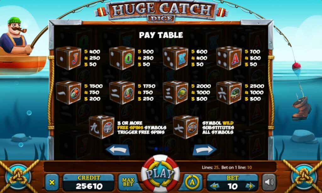 Mancala Gaming casino spellen | Huge Catch Dice | Gratis spellen pay table
