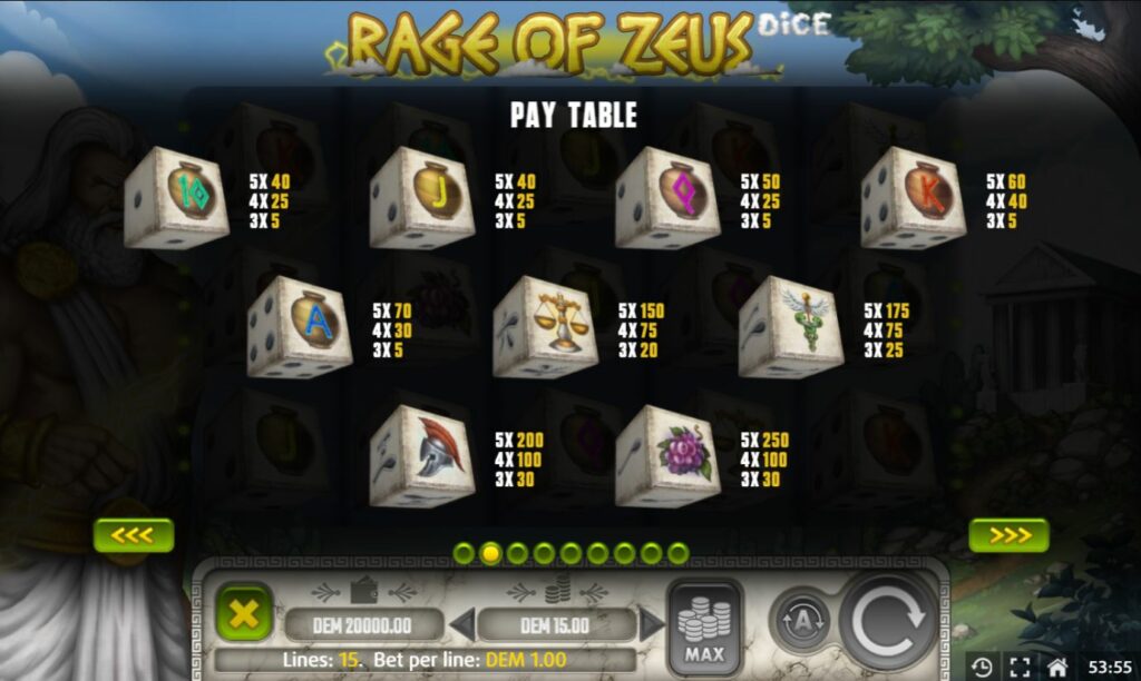 Mancala Gaming casino spellen | Rage of Zeus Dice | Rad van Fortuin Pay table